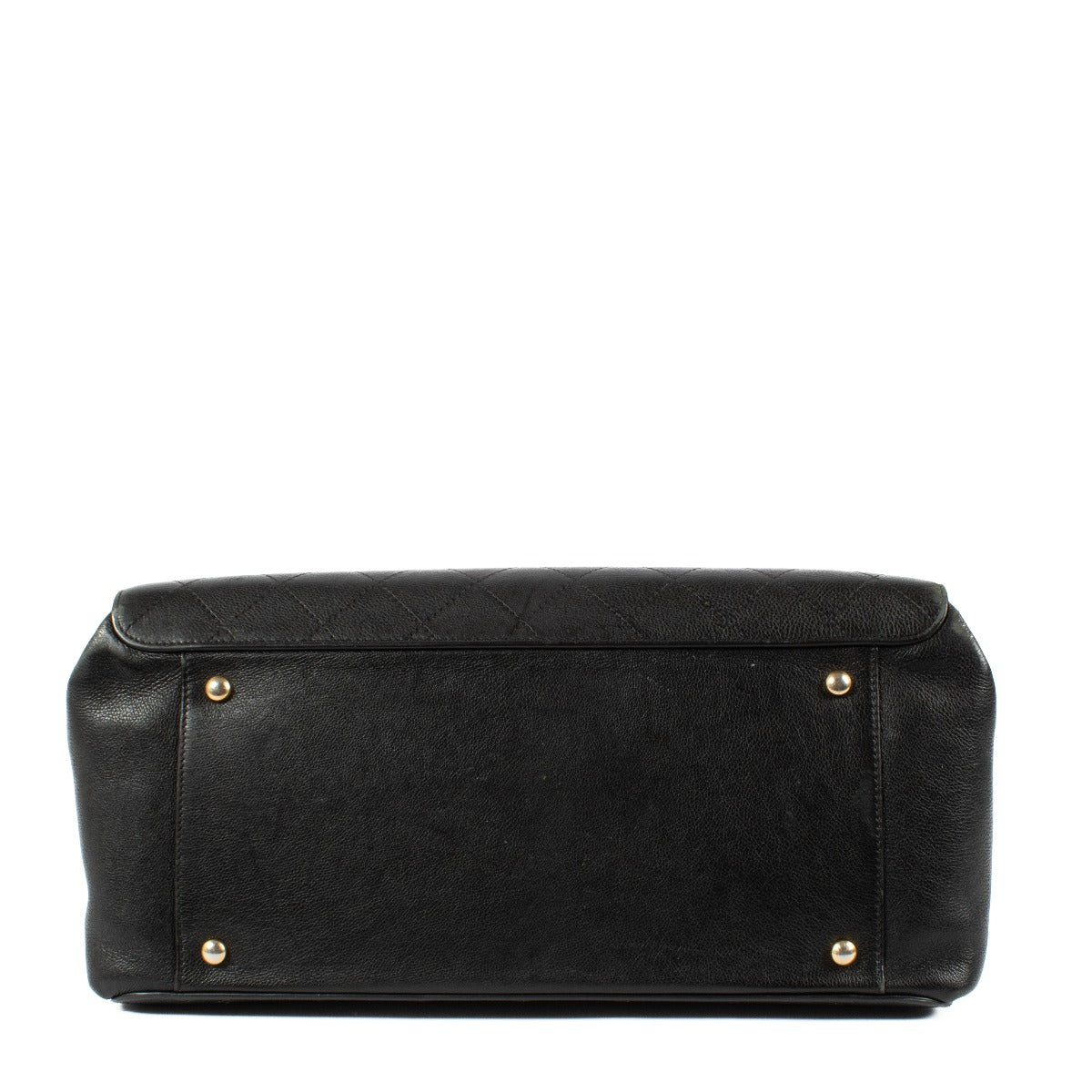 Chanel Black Quilted Caviar Leather Straight Line Tote