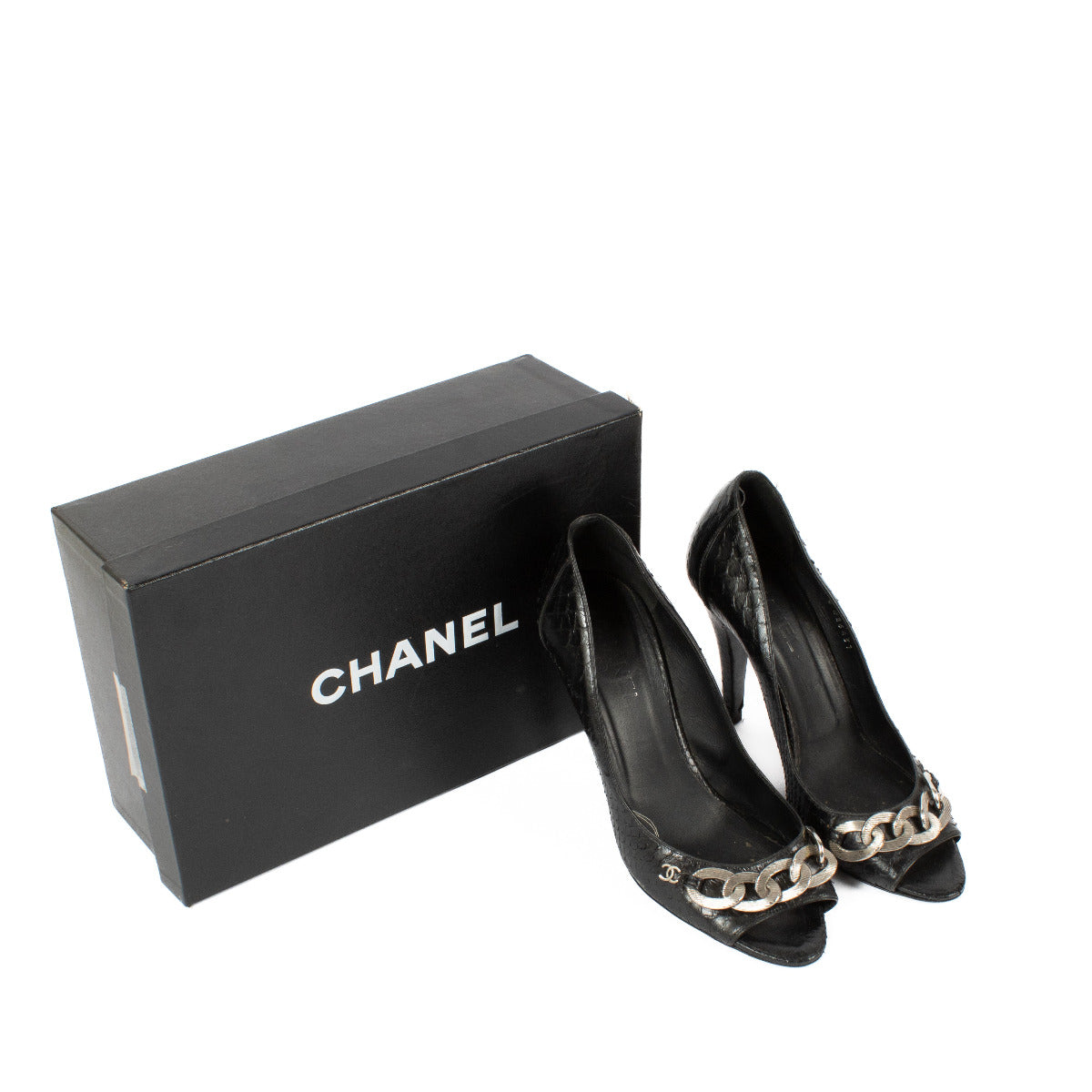 Chanel 09P Black Python Pumps - size 38.5