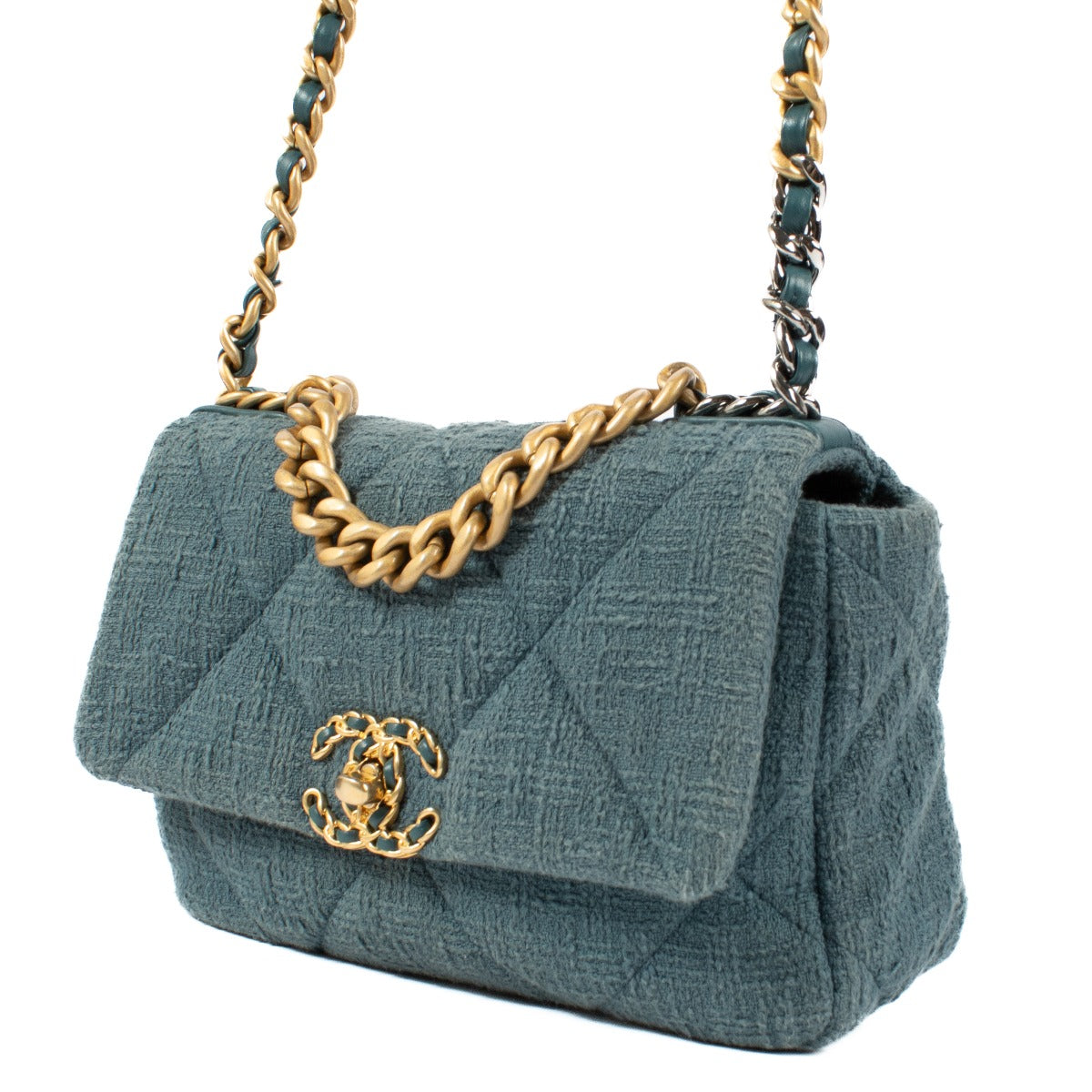 Chanel 23S Turquoise Tweed Chanel 19 Tas