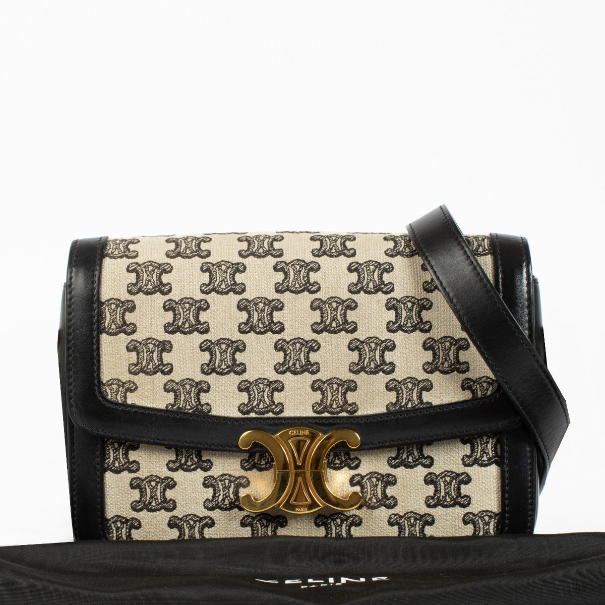 Authentic pre-loved Celine Black Canvas Classique Triomphe Bag on Labellov.com