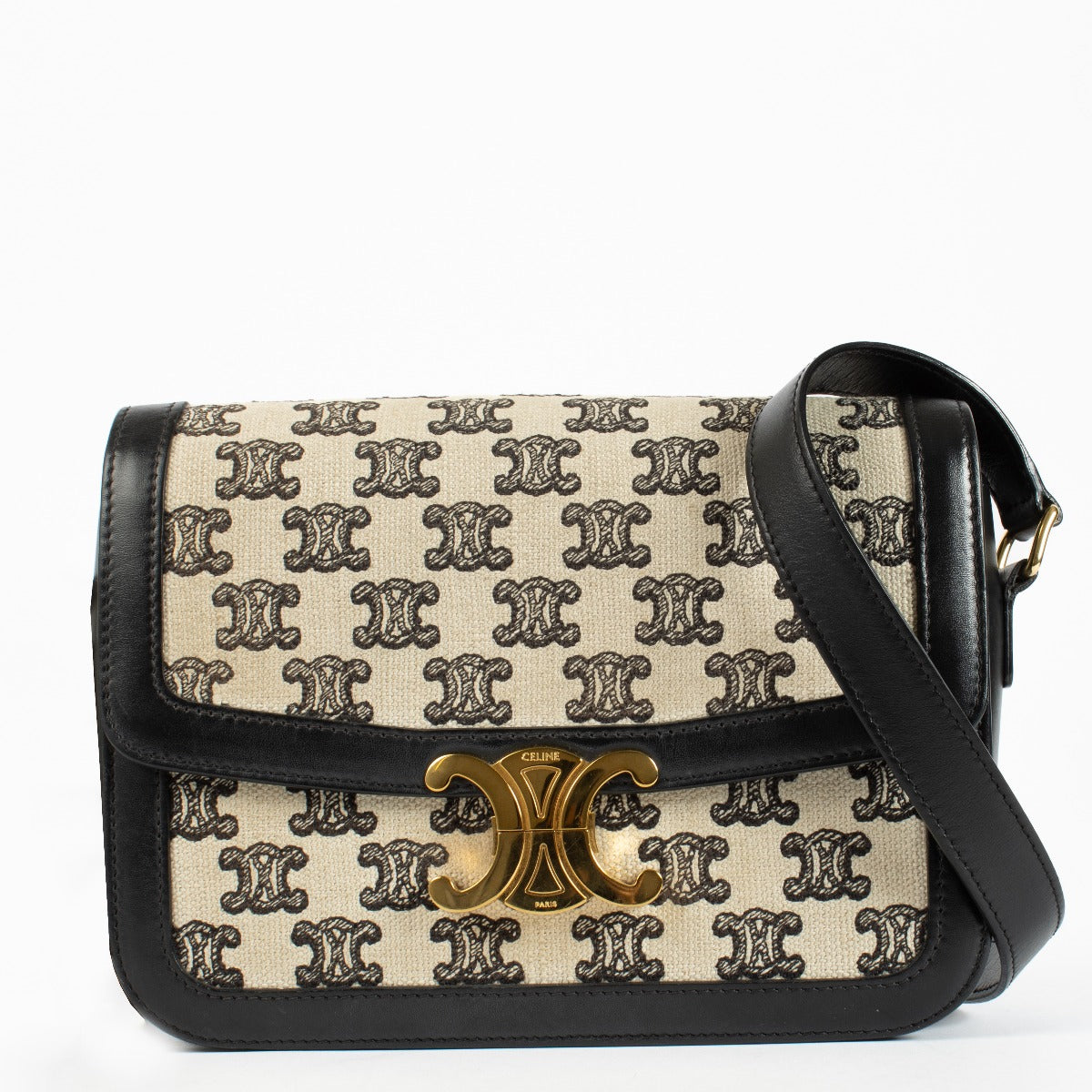 Authentic pre-loved Celine Black Canvas Classique Triomphe Bag on Labellov.com