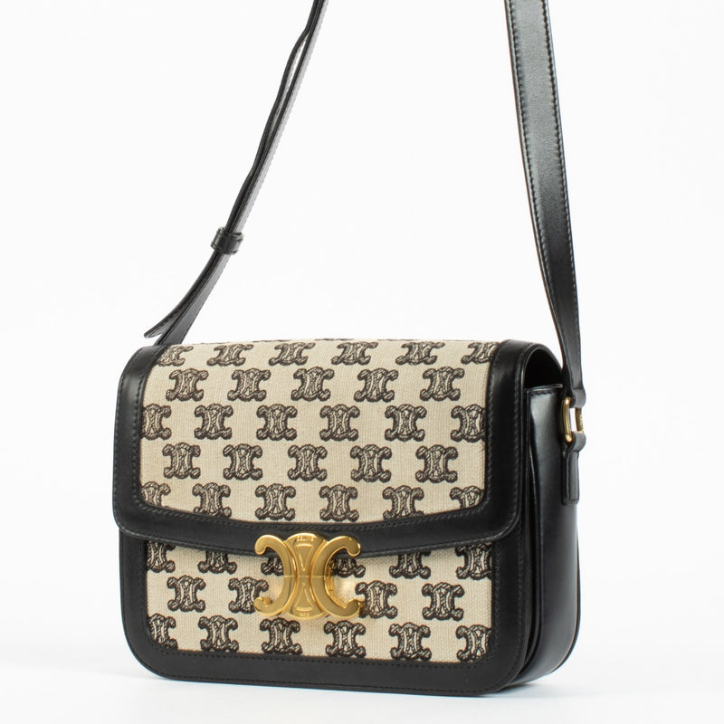 Authentic pre-loved Celine Black Canvas Classique Triomphe Bag on Labellov.com