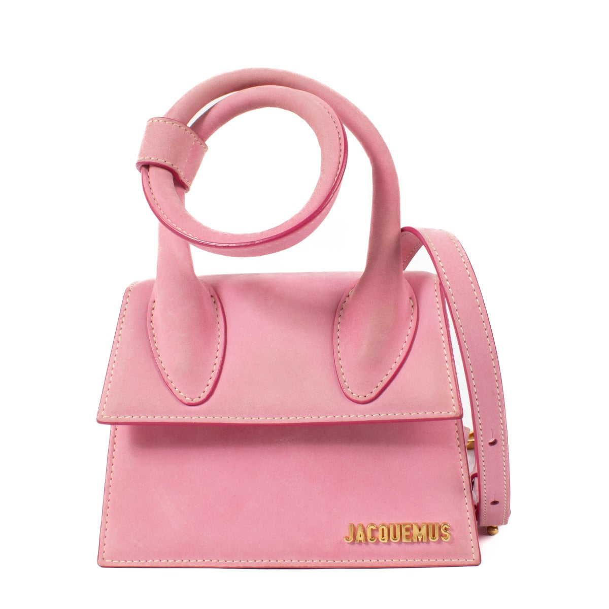 Jacquemus Pink Suede Le Chiquito Noeud Bag