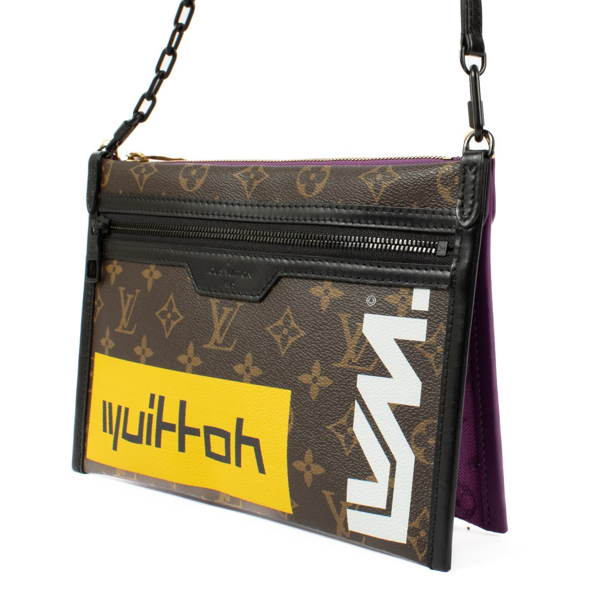 Louis Vuitton Virgil Abloh Monogram Logo Story Dubbele Platte Messenger Tas
