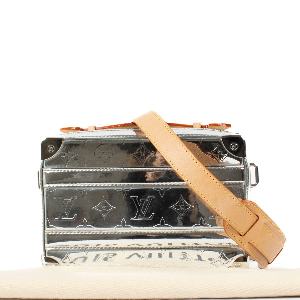Louis Vuitton Virgil Abloh Zilver Monogram Miroir Handvat Zachte Reistas