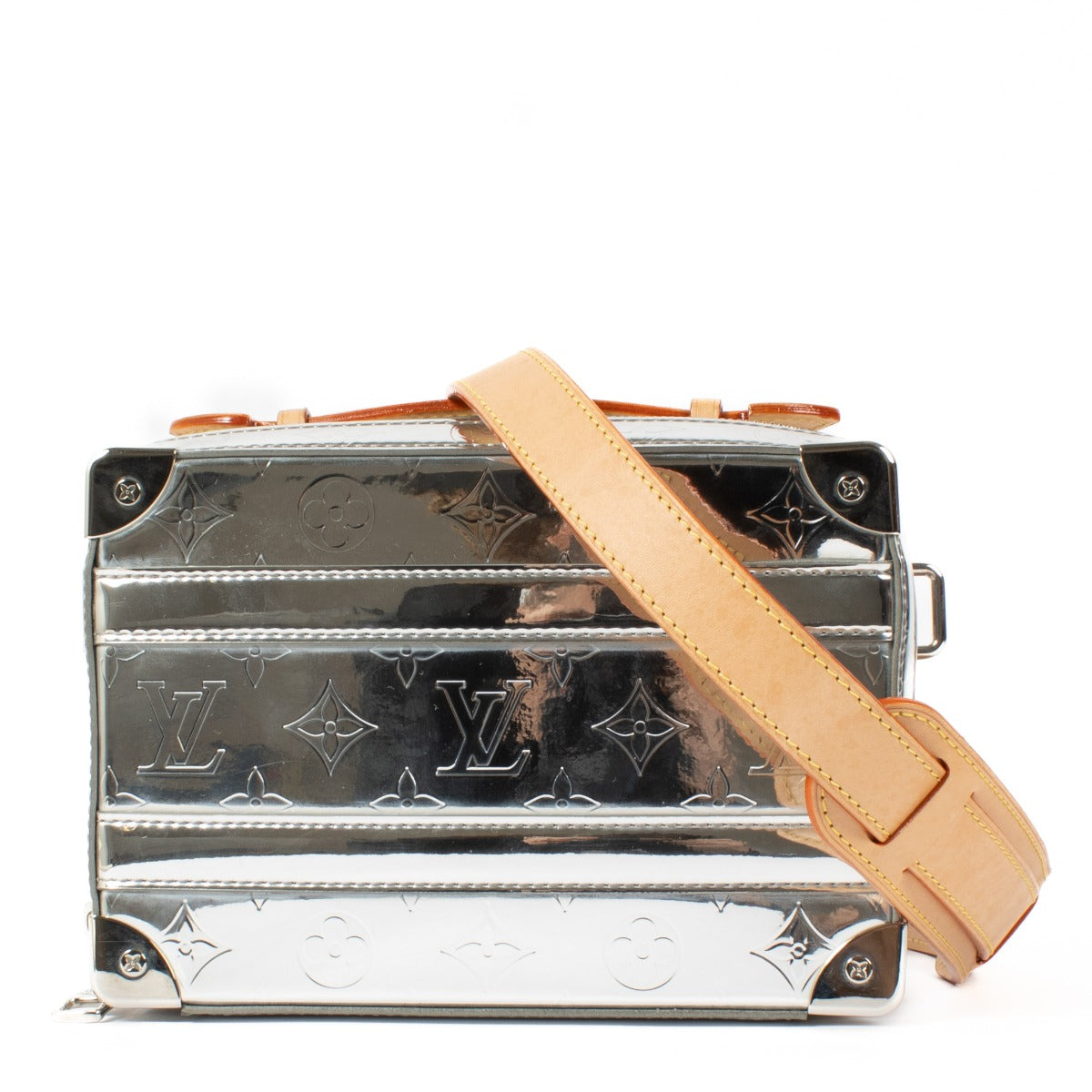 Louis Vuitton Virgil Abloh Zilver Monogram Miroir Handvat Zachte Reistas