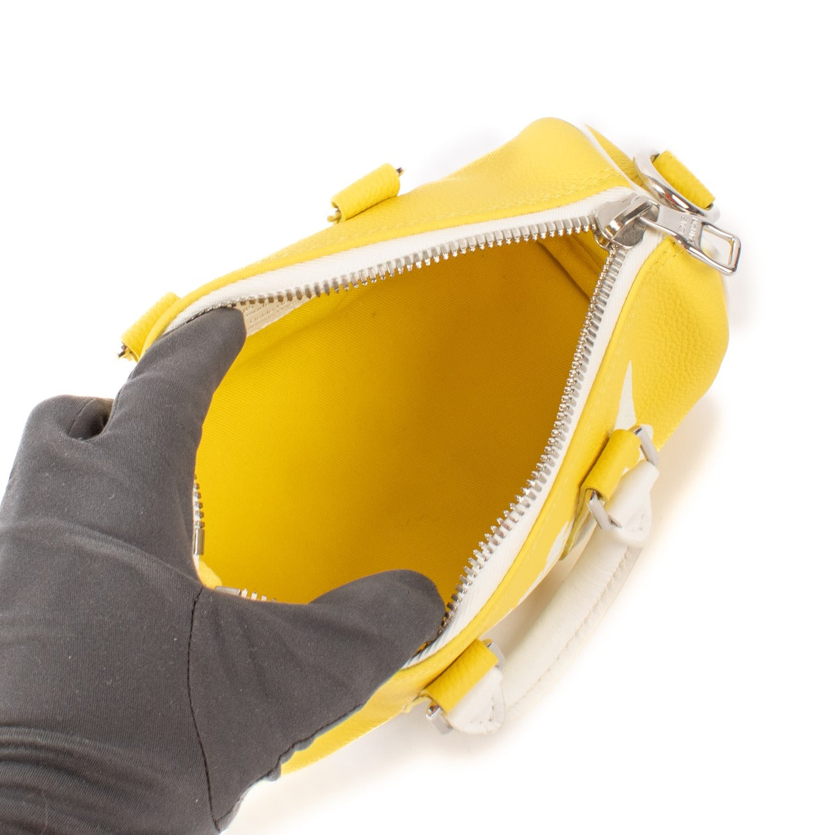 Louis Vuitton Gele/Witte Leren Everyday LV Keepall XS Tas