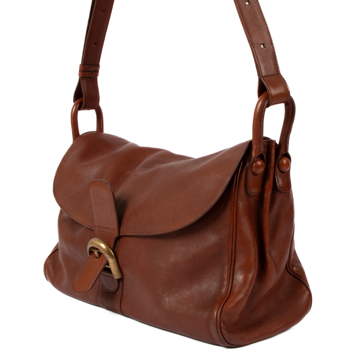 Delvaux Brown Bridon Leather Brillant Besace Bag aan de beste prijs bij Labellov tweedehands luxe in Antwerpen en Knokke.