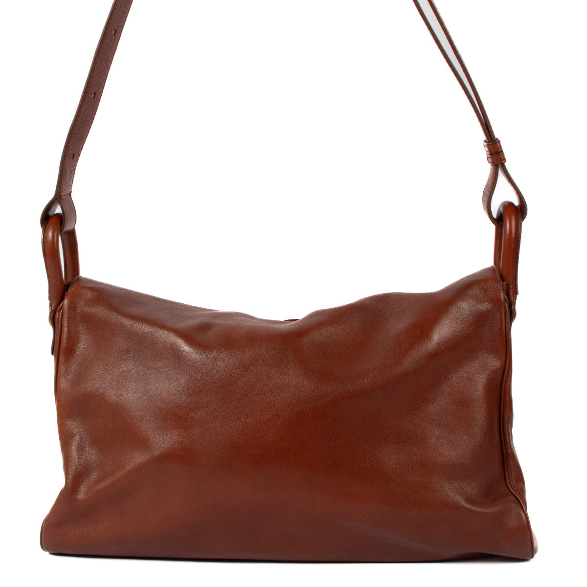 Sac Delvaux Brillant Besace en Cuir Bridon Marron