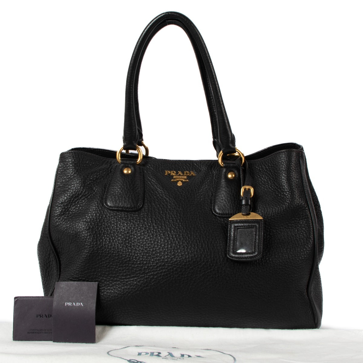 Prada Black Vitello Daino Tote Bag
