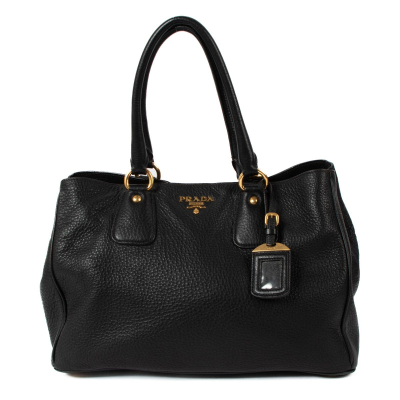 Prada Black Vitello Daino Tote Bag