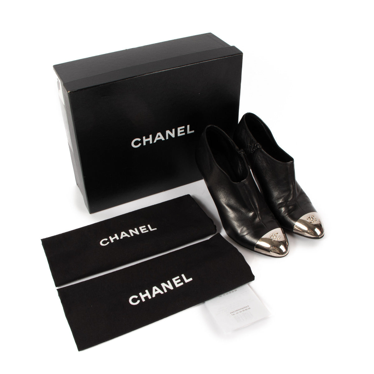 Bottines Chanel bout renforcé métal noir avec sigle CC - taille 38.5