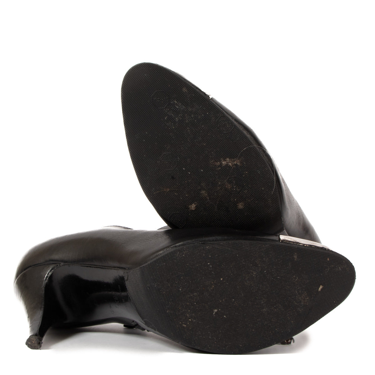 Bottines Chanel bout renforcé métal noir avec sigle CC - taille 38.5