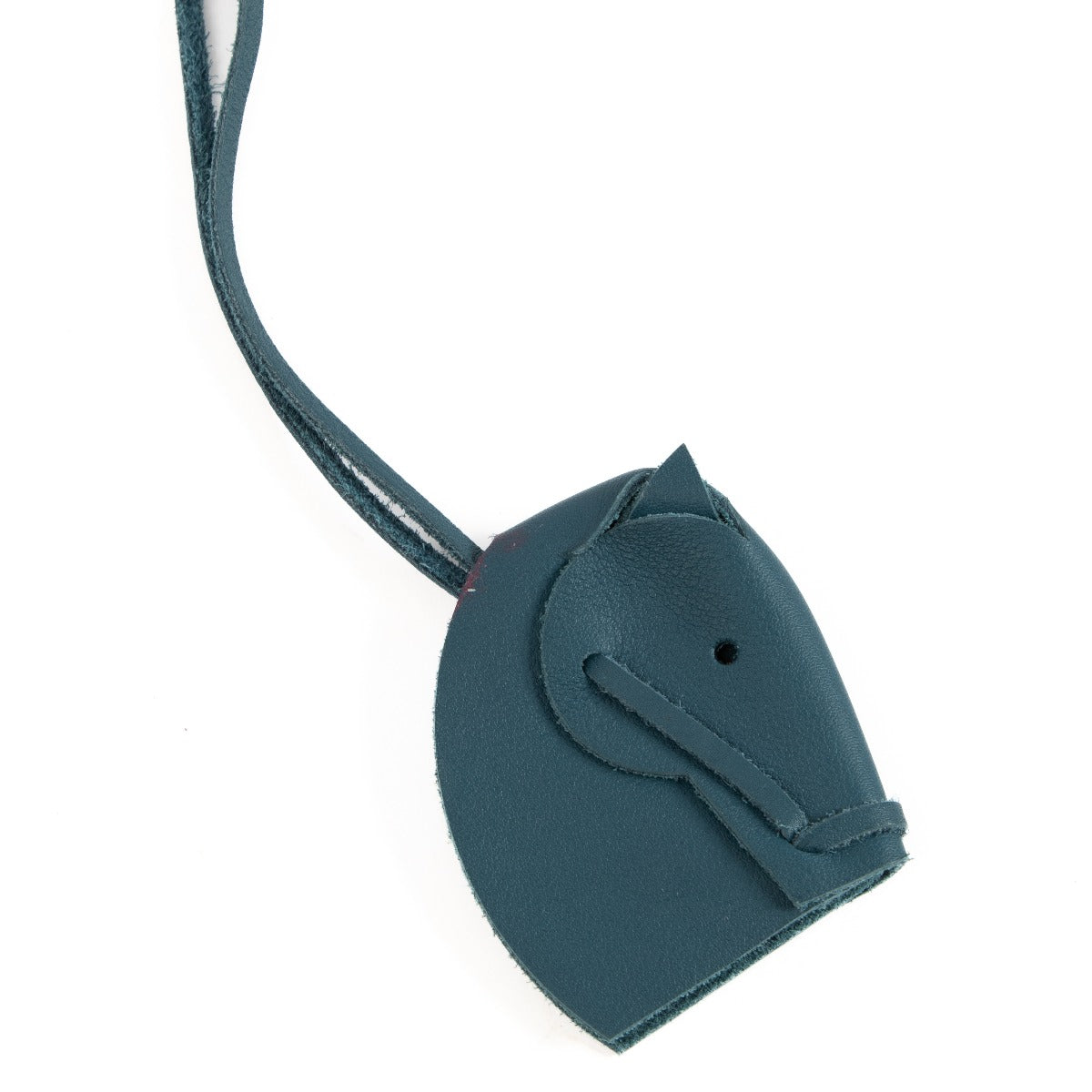 Hermès Blauw Leren Tête de Cheval Bedeltje