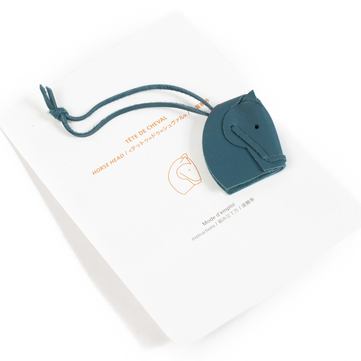 Hermès Blauw Leren Tête de Cheval Bedeltje
