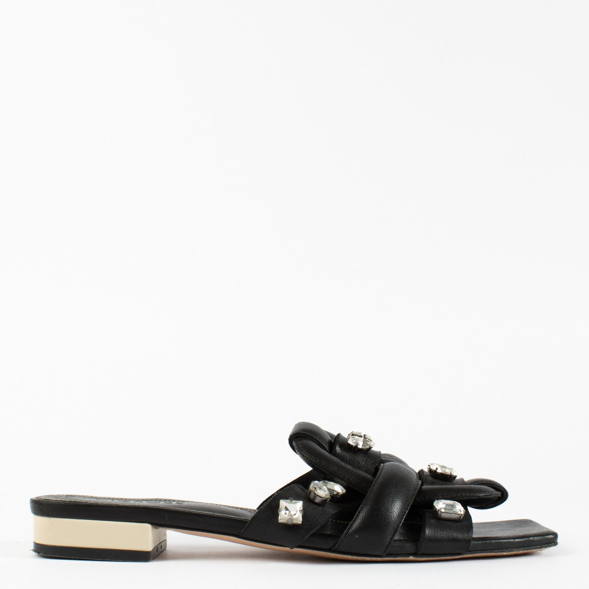 Morobé Zwart Leer Emilia 04 Stones Sandalen - Maat 39