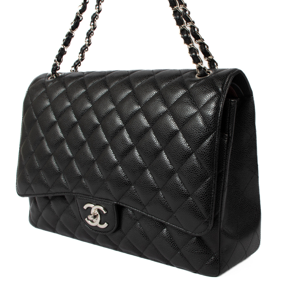 Chanel Black Caviar Maxi Classic Flap Bag PHW for the best price at Labellov