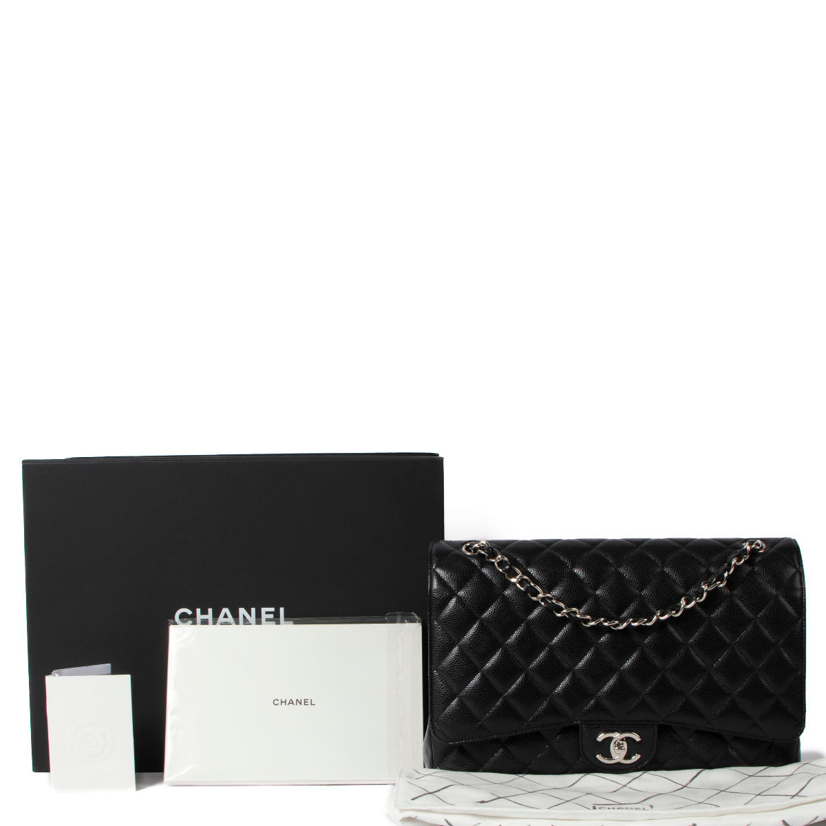 Chanel Black Caviar Maxi Classic Flap Bag PHW
