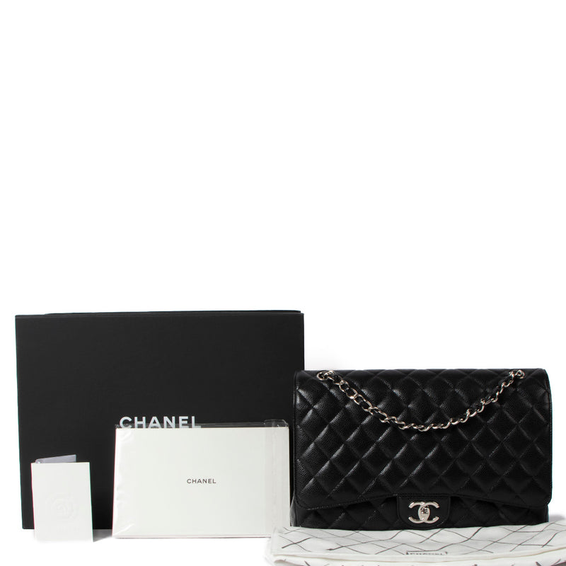 Chanel Black Caviar Maxi Classic Flap Bag PHW