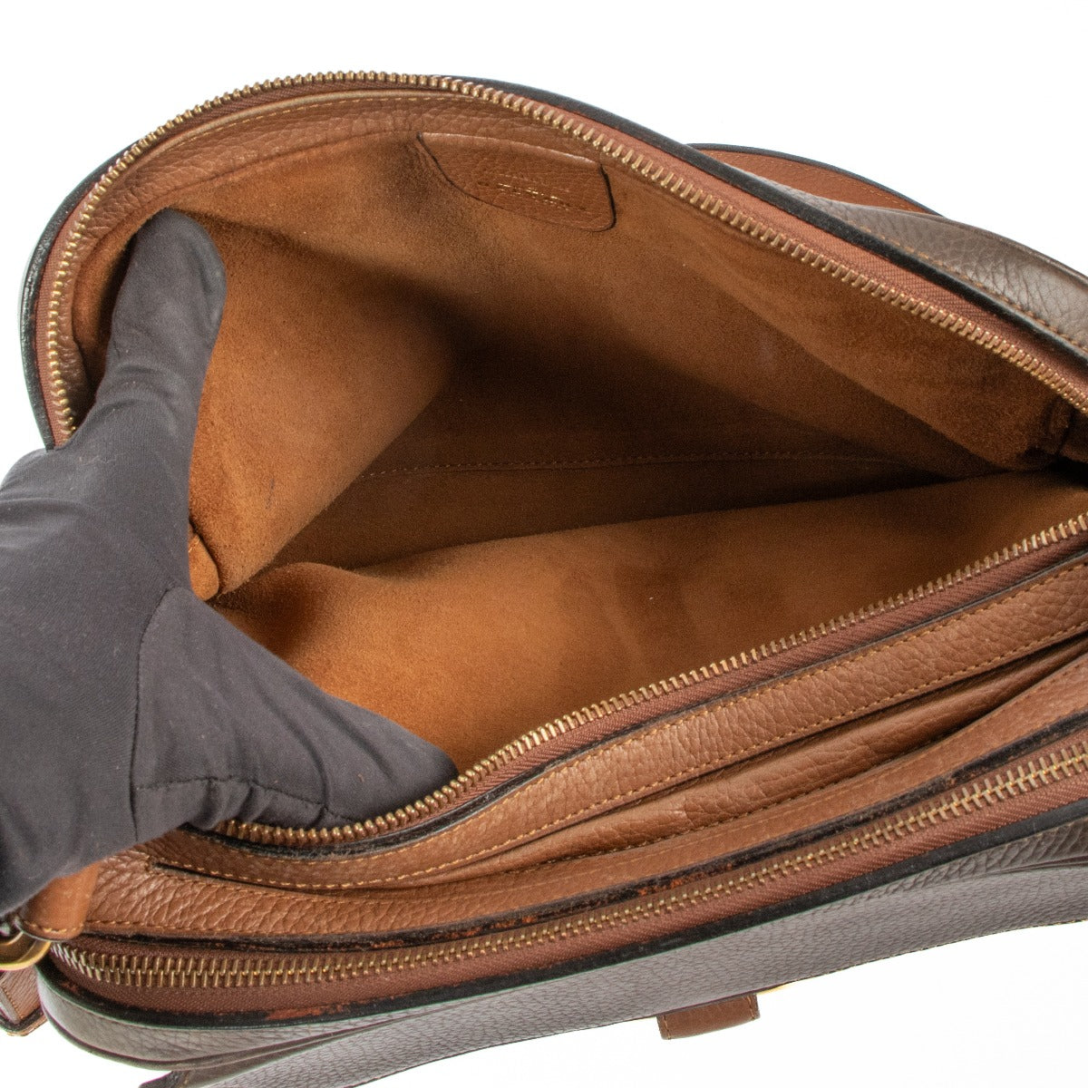 Sac bandoulière Delvaux des années 1990 en toile de cuir marron