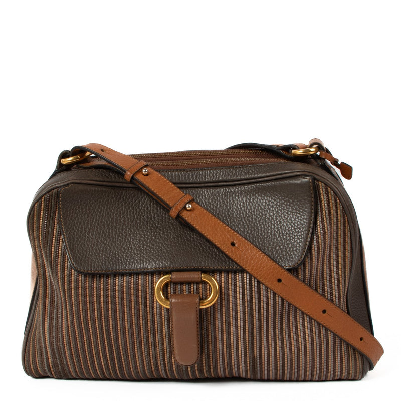 Delvaux 1990s Brown Toile De Cuir Camera Bag