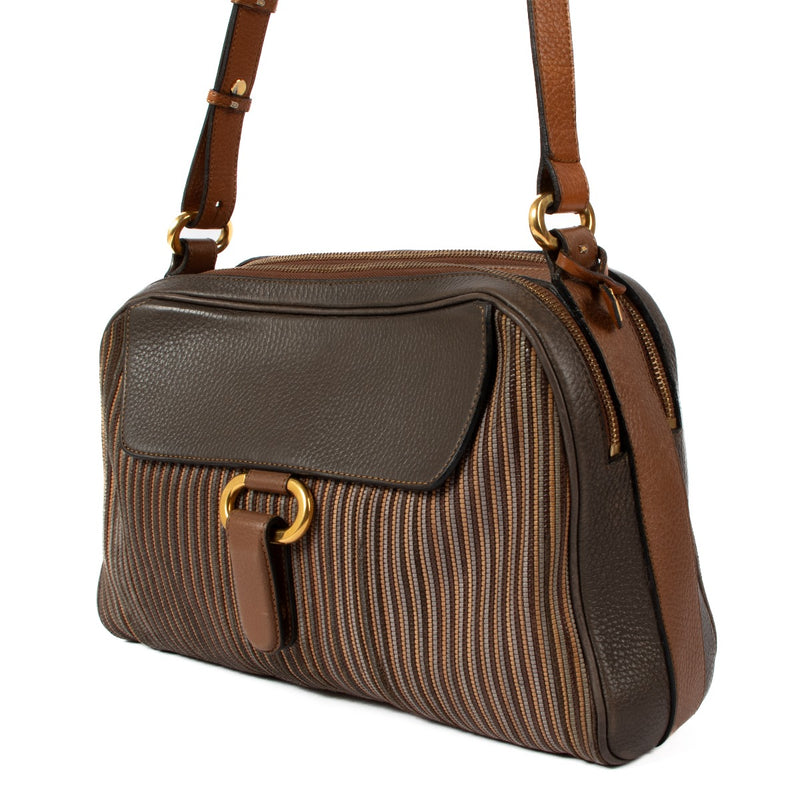 Delvaux 1990s Brown Toile De Cuir Camera Bag