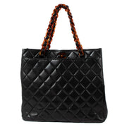 Chanel Black Lambskin Tortoise Chain Tote Bag