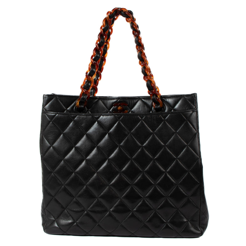 Chanel Black Lambskin Tortoise Chain Tote Bag