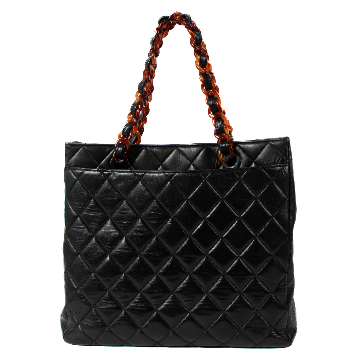 Chanel Black Lambskin Tortoise Chain Tote Bag