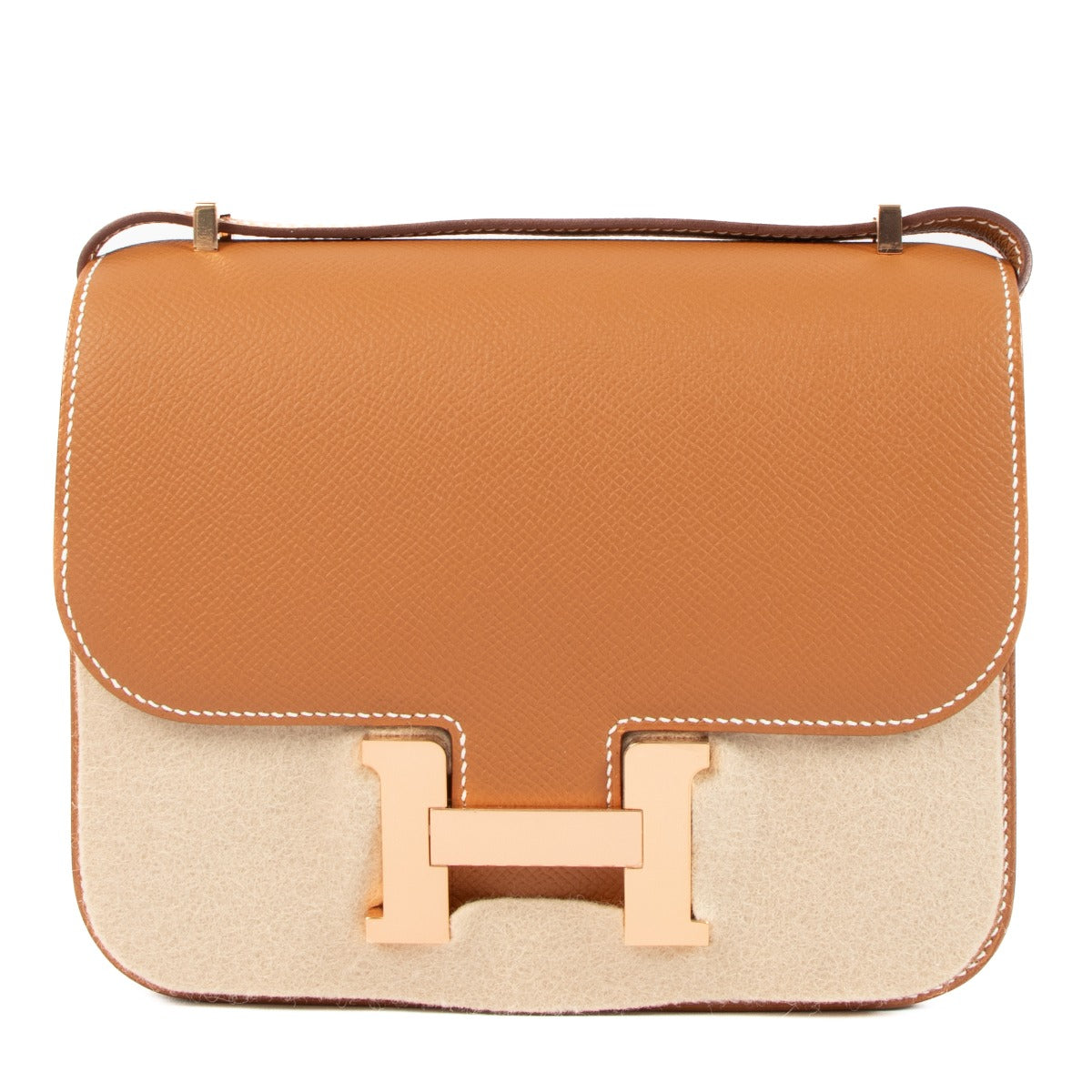 Authentic second hand brand new Hermès Constance Mini Gold Epsom Rose Gold Hardware on www.labellov.com