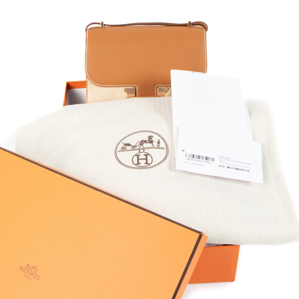 Authentic second hand brand new Hermès Constance Mini Gold Epsom Rose Gold Hardware on www.labellov.com