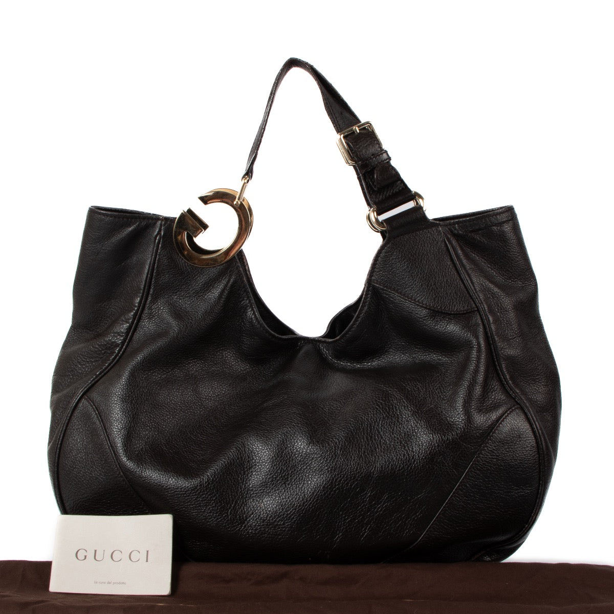 shop 100% authentic second hand Gucci Black Leather Hobo Bag on Labellov.com