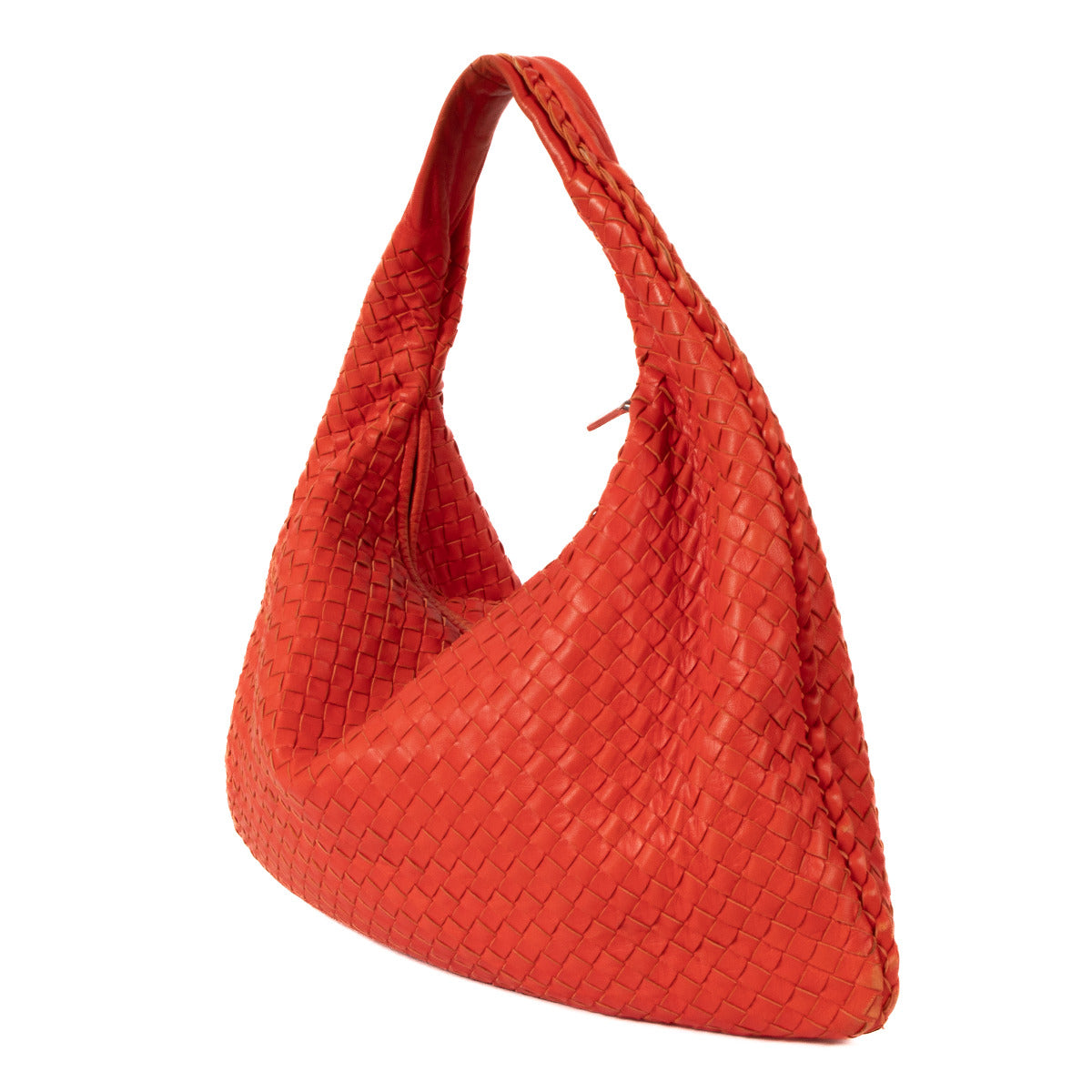 Bottega Veneta Schoudertas met Intrecciato Weefsel en Klaproosrood