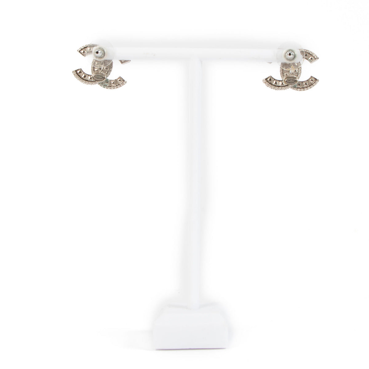 Chanel Zwarte en Diamanten Strass Oorbellen