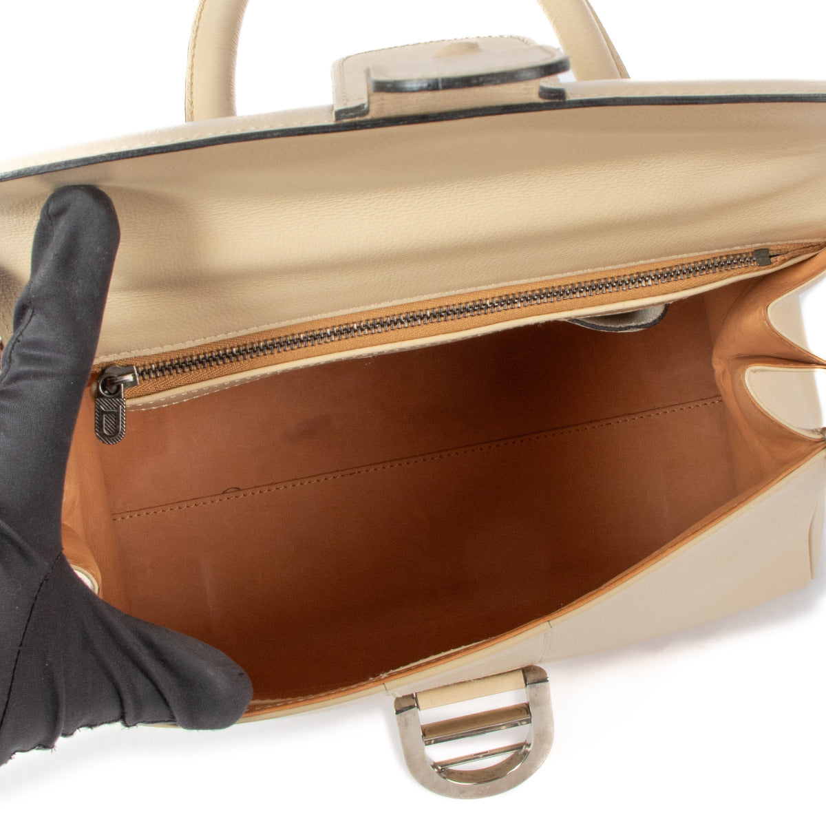 Delvaux Cream Beige Brillant MM Top Handle Bag