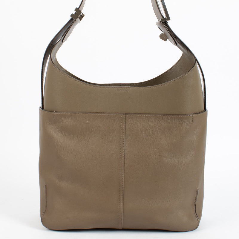 Delvaux Taupe Zele Calf So Cool MM Bag