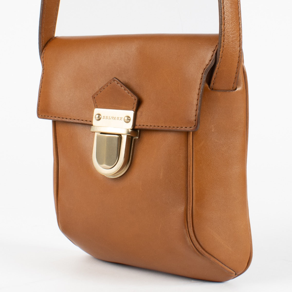 Delvaux Cognac Bridon Coquin Baudrier Pochette PM