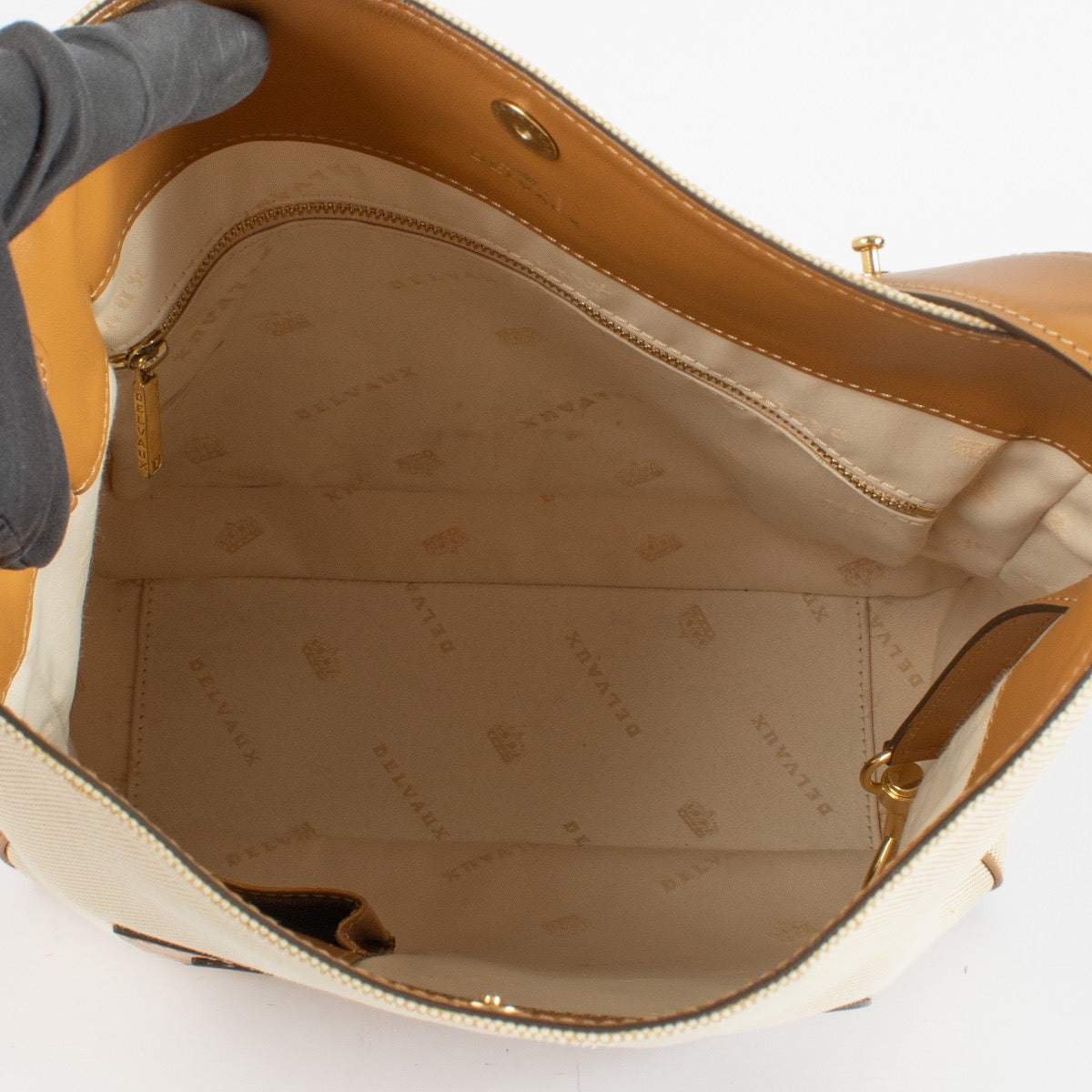 Delvaux Fauve/Végétal Toile D/Allure Sac Hobo Louise MM