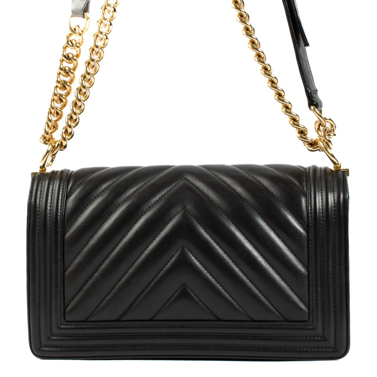 Chanel Zwarte Chevron Medium Boy Chanel Tas