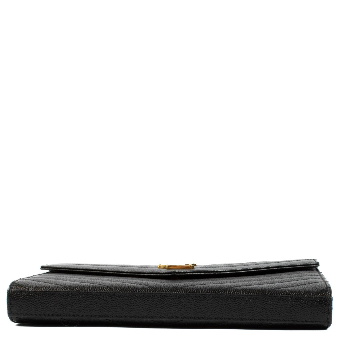 Saint Laurent Black Cassandre Chain Wallet, featuring a smooth black leather design with the iconic YSL logo. Buy now on Labellov.com.