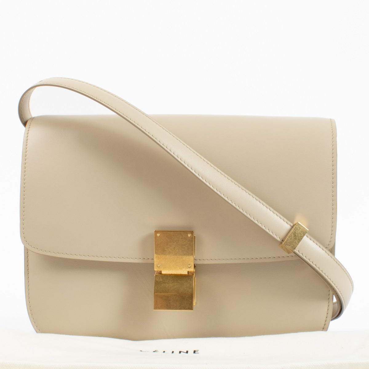 Authentic second hand Celine Beige Calfskin Medium Classic Box Bag on Labellov.com