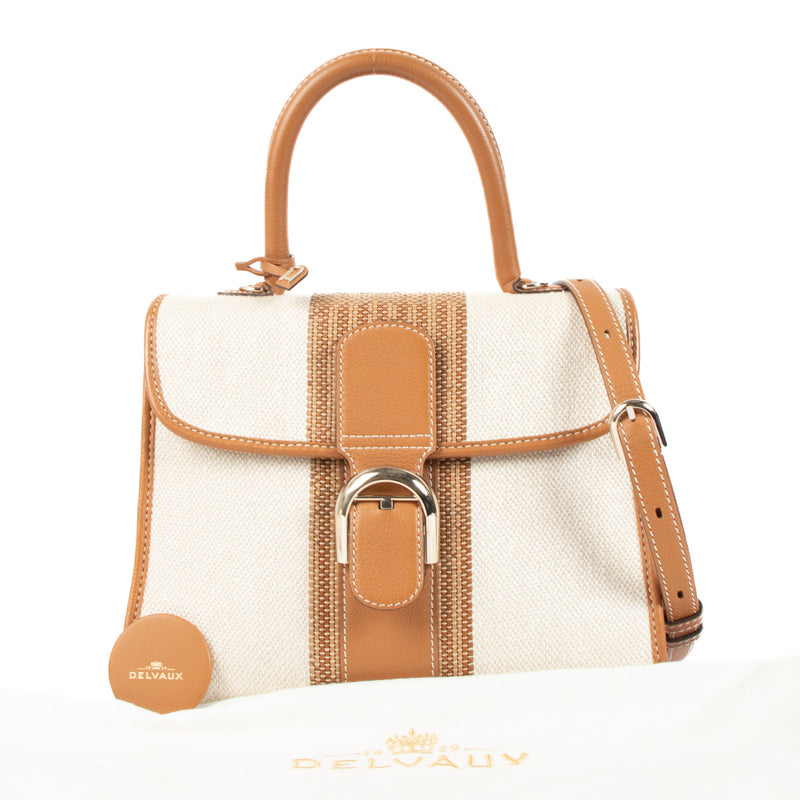 Delvaux Ivory/Vegetal Toile Sangle Brillant MM Bag