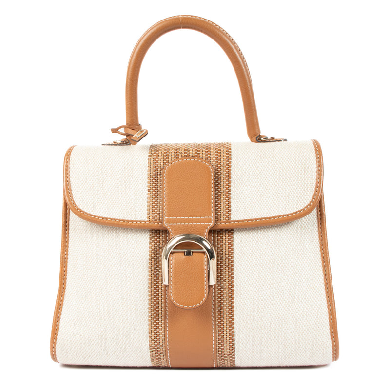 Delvaux Ivory/Vegetal Toile Sangle Brillant MM Bag
