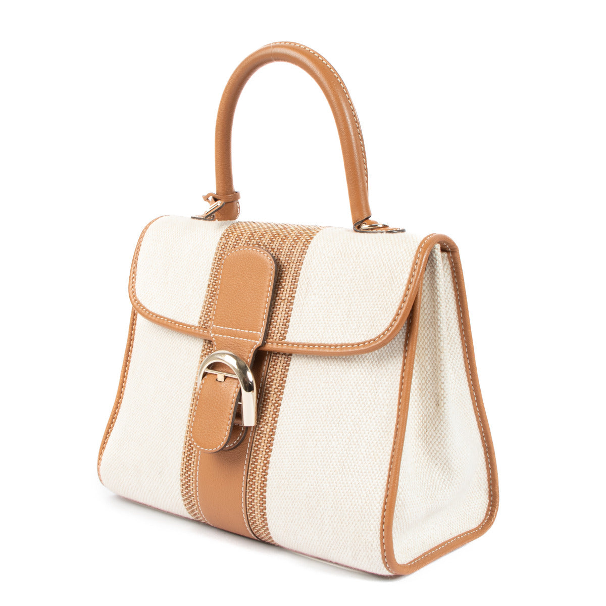 Delvaux Ivory/Vegetal Toile Sangle Brillant MM Bag aan de beste prijs bij Labellov tweedehands luxe in Antwerpen en Knokke.