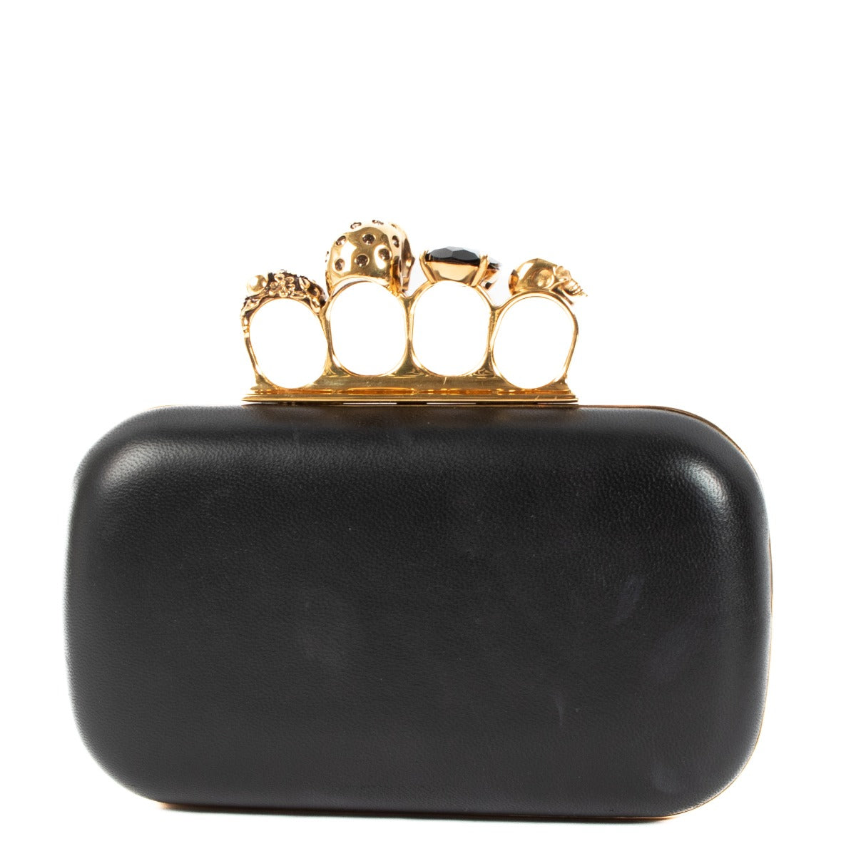 Alexander McQueen Black Knuckle Clutch With Chain