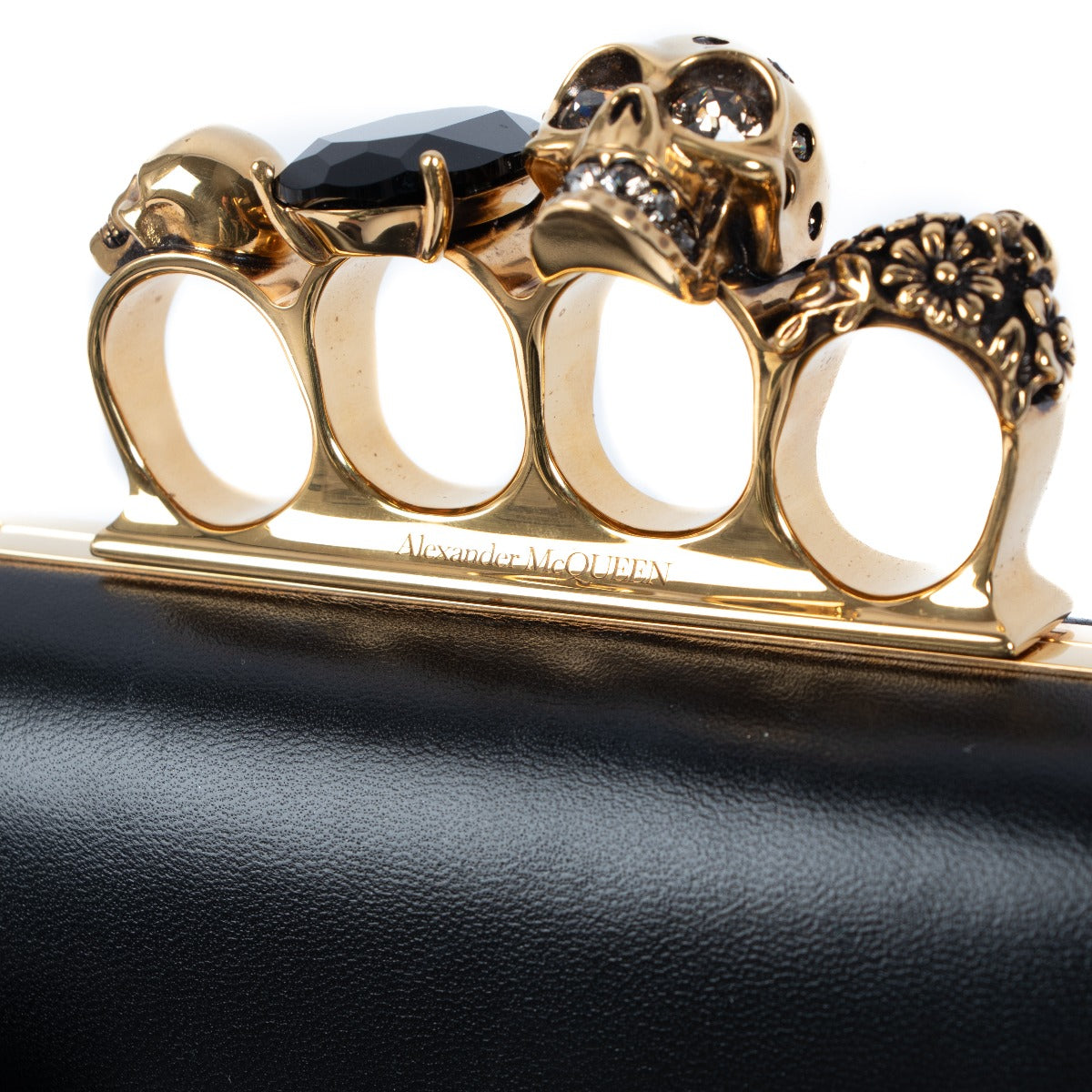 Alexander McQueen Black Knuckle Clutch With Chain