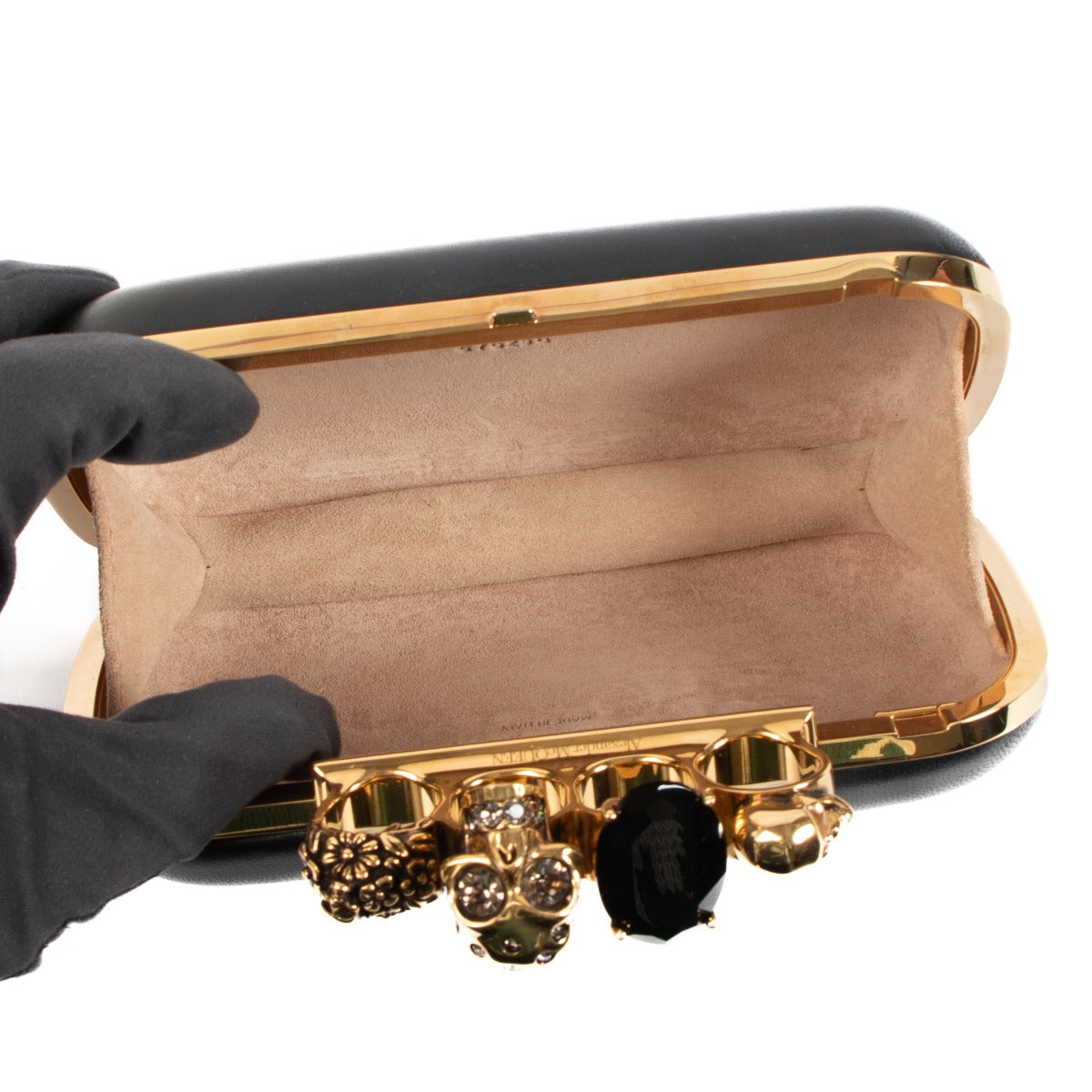 Alexander McQueen Black Knuckle Clutch With Chain