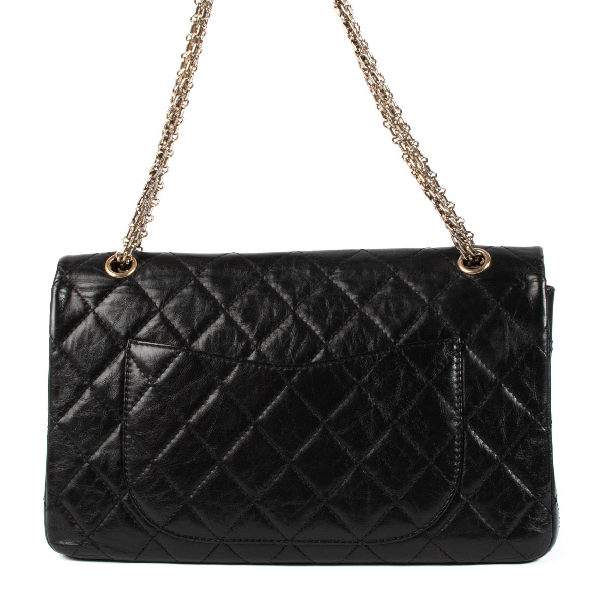 Shop safe online at Labellov in Antwerp, Brussels and Knokke this 100% authentic second hand Chanel Black Aged Calfskin Maxi 2.55 Bag. Veilig online tweedehands authentieke Chanel Black Aged Calfskin Maxi 2.55 handtas kopen bij Labellov.