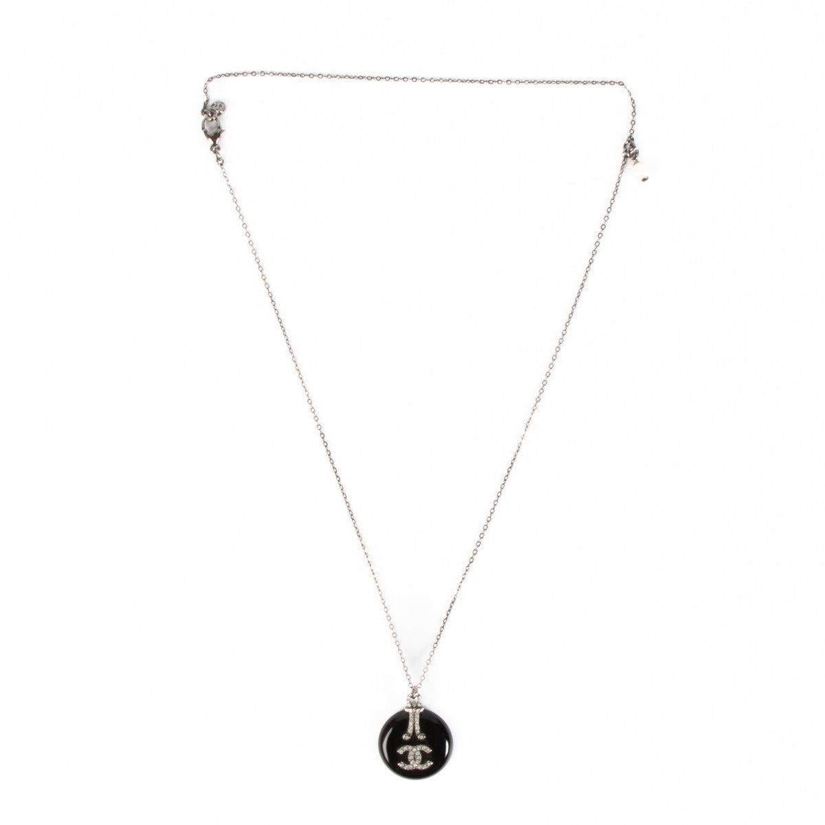 Chanel 09A Black Crystal CC Necklace