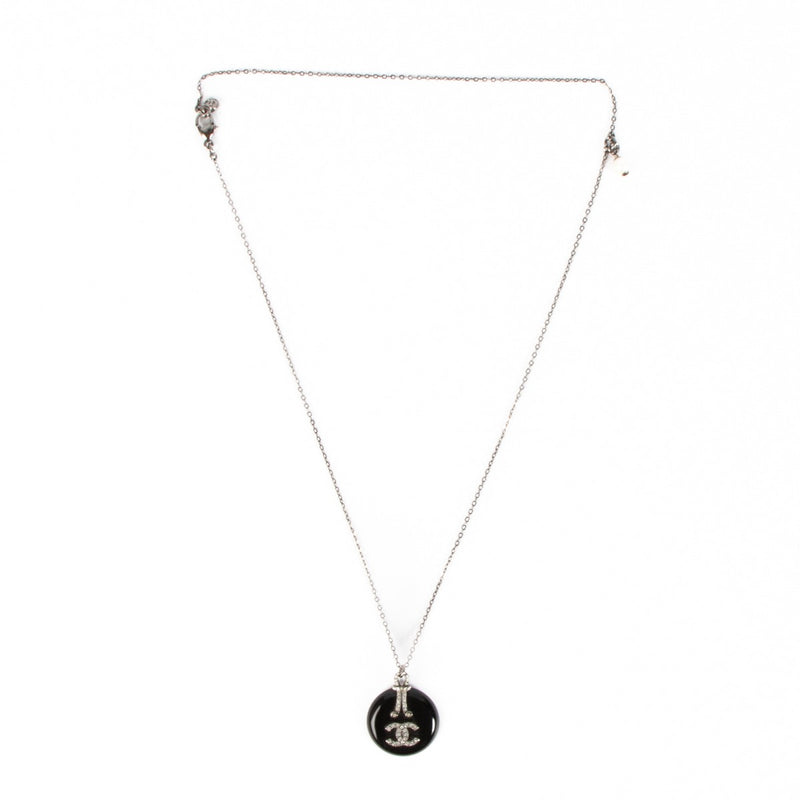 Chanel 09A Black Crystal CC Necklace